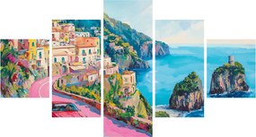 Obraz - Różowa droga przy wybrzeżu (125x70 cm)