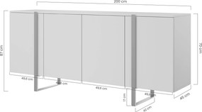 Komoda Verica 200 cm czterodrzwiowa - dąb biszkoptowy / czarne nóżki