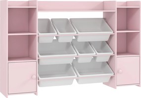 AIYAPLAY Regał do przechowywania dla dzieci, regał na zabawki i książki, do przejrzystego sprzątania, 8 wyjmowanych pojemników, Różowy