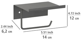 Antracytowy samoprzylepny metalowy uchwyt na papier toaletowy z półką Desulo – Wenko