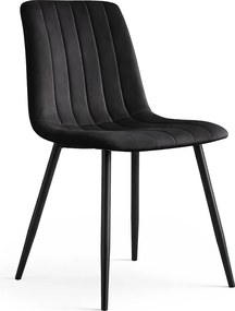 Czarne pikowane krzesła welurowe - Selvaro