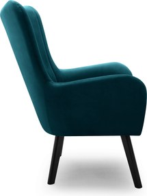 Masseno Fotel DINA do Salonu Tapicerowany Wygodny Komfortowy Klasyczny Tkanina welurowa Turkusowy