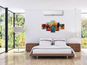 Obraz - Malowane jesienne miasto (125x70 cm)