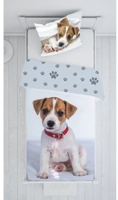 Szara bawełniana pościel dziecięca jednoosobowa 140x200 cm Dog – Jerry Fabrics