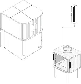 Szafka nocna ryflowana SCAVA, 40 x 40 x 53 cm