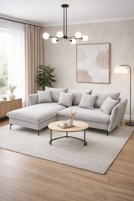 Jasnoszara kanapa narożna z pojemnikiem D9-L59