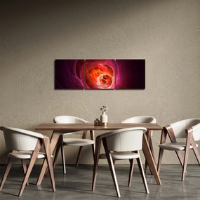 Nowoczesny obraz różowej abstrakcji (z zegarem) (90x30 cm)