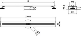 Mexen Flat 360° Slim odpływ liniowy obrotowy 110 cm, inox - 1041110