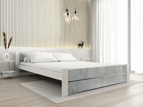 Łóżko IKAROS DOUBLE 160 x 200 cm, beton/biały Stelaż: Ze stelażem listwowym rolowanym, Materac: Materac Deluxe 10 cm