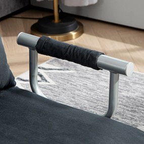 HOMCOM Sofa do spania z 5-stopniową regulacją, imitacja zamszu, stalowa rama, w zestawie poduszki, Czarny