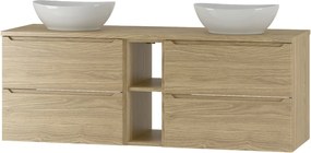 Zestaw do Łazienki 140cm Szafka Regał Blat Umywalka Dąb Olejowany Etna