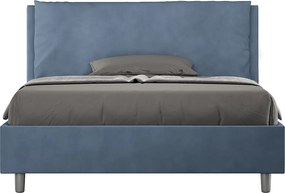 Łóżko bez stelaża tapicerowane 140x200 microfibra niebieski Antea Large