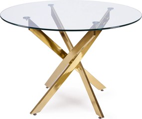 Zestaw Stół Okrągły SALLO 100 cm i 4 Krzesła Tapicerowane RUBI Szare Glamour