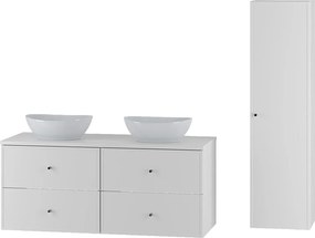 Biały Zestaw do Łazienki 120cm Szafka Blat Umywalka Słupek Marco