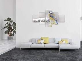 Obraz - Sikora modraszka w lesie (125x70 cm)