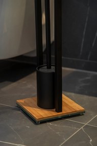 Stojak na papier toaletowy ze szczotką do wc BAMBUSA, z bambusową podstawą, WENKO