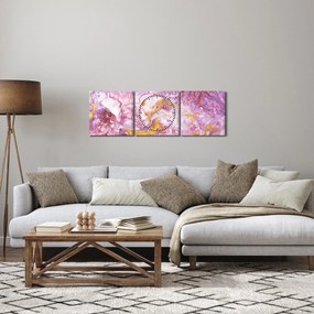Obraz - Różwa abstrakcja (z zegarem) (90x30 cm)