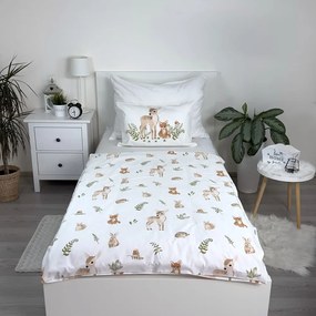 Biało-brązowa bawełniana pościel dziecięca do łóżeczka 100x135 cm Forest Animals – Jerry Fabrics