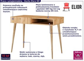 Minimalistyczne skandynawskie biurko 100 cm dąb craft Giberdi 21X