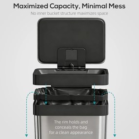 HOMCOM 60 L kosz na śmieci z pedałem, stalowy pojemnik z pokrywą z miękkim domykaniem, kolor srebrny