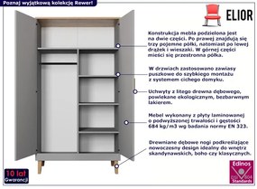 Szara szafa skandynawska na dębowych nóżkach - Rewer 3X