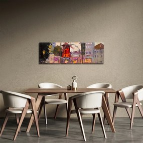 Obraz - Moulin Rouge, Paryż, Francja (z zegarem) (90x30 cm)
