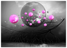 Obraz na szkle - różowe kule (70x50 cm)