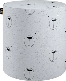 Puf Barrel kolor biały tkanina wzorzysta