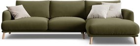 Zielony aksamitny narożnik (prawostronny/z szezlongiem) Naomi – Micadoni