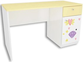 Biało-żółte biurko dla dziewczynki T5-W04