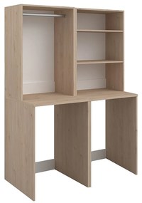 Szafka do pralni na 2 urządzenia z drążkiem i półkami - Naturalny jasny - wys. 184 x szer. 128 cm - ERKANO