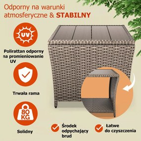 Stolik pomocniczy polirattanowy ROCCO, 40x45x45cm, kremowy Casaria