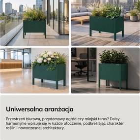 Metalowa donica ogrodowa - osłona Daisy mała, 40 × 25 × 35 cm, butelkowa zieleń