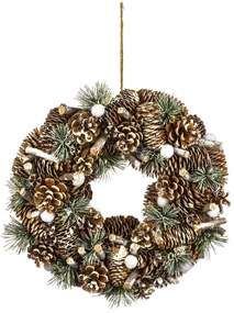 Ozdobny wieniec świąteczny z szyszkami