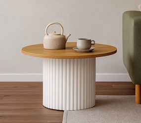 Okrągły stolik kawowy Pico o średnicy 58 cm, podstawa biała