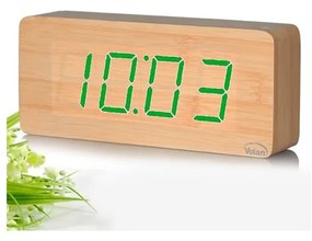 Duży zegar elektroniczny budzik led drewniany cyfrowy stojący termometr dat