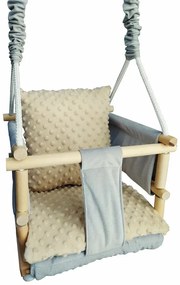 Beżowa welwetowa huśtawka dla dzieci D3-E70