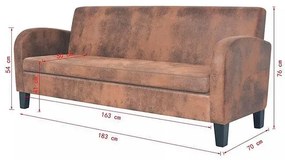 Trzyosobowa sofa Mayor 3X - brązowa