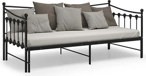 Czarne rozkładane łóżko metalowe 90x200 cm G0-T25