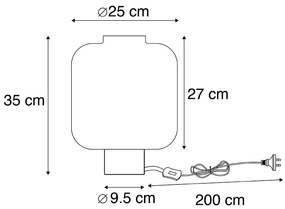 Designerska lampa stołowa czarna z dymionym szkłem - QaraDesignerski Oswietlenie wewnetrzne