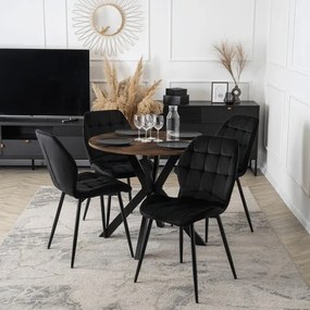 Stół Okrągły LAUREN 80 cm Dąb Rustykalny/Czarny Loft Nowoczesny