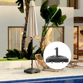 Outsunny Podstawa Gartenschirmständer do Parasola, z Plastiku, Możliwość Wypełnienia Wodą lub Piaskiem, Czarny