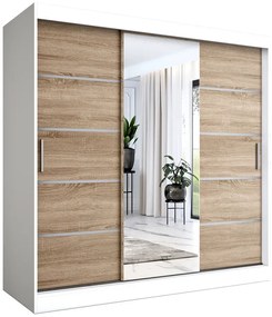 Szafa przesuwna 200 cm biały + dąb sonoma - Marmos 6X