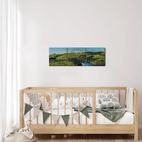 Obraz - Jezioro w lesie (z zegarem) (90x30 cm)