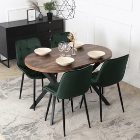 Stół Okrągły Rozkładany DORIAN 80-160 cm Dąb Rustykalny/Czarny Nowoczesny Loft