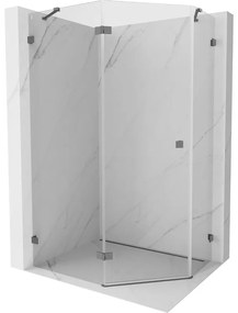 Mexen Lunar kabina prysznicowa pięciokątna uchylna lewa 80 x 90 cm, transparent, gun metal - 831-080L-090P-95-00-L