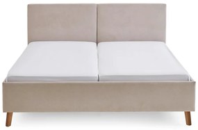 Beżowe tapicerowane łóżko dwuosobowe ze stelażem 160x200 cm Piano – Meise Möbel