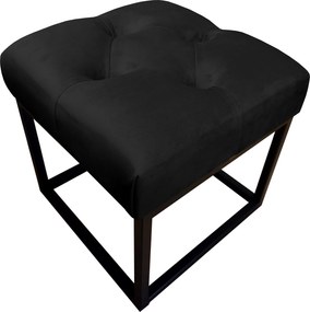 Pufa CHESTERFIELD tkanina Welur loft ławka podnóżek metal : Kolor Stelaża - Czarny , Kolor tkaniny - VELVET - MG19, Typ tkaniny - Velvet
