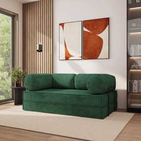 Masseno Sofa piankowa ALVIO z funkcją spania, Kanapa z pianki do salonu, Bezmontażowa, Tkanina sztruksowa – Zielony POSO 14