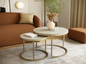 Zestaw 2 kaszmirowych stolików kawowych na złotej podstawie P6-T53